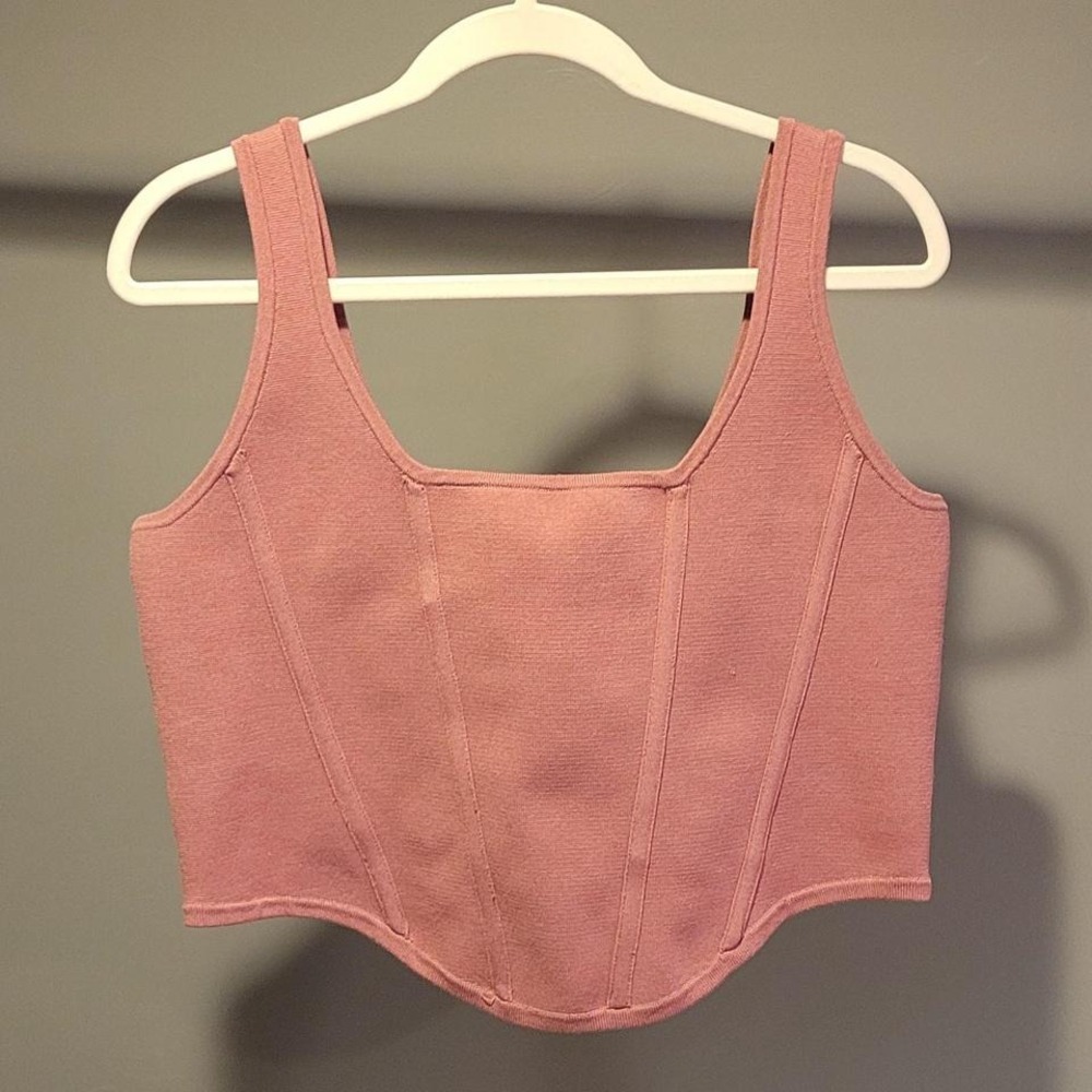 Express Body Contour Corset‎ Cropped Tank Top, Women's Size XL,Mauve Pink
